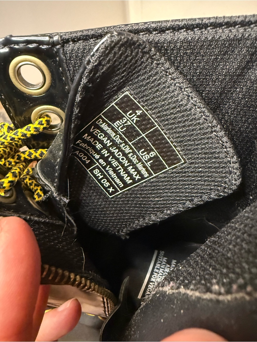 Dr. Martens Black Platform Lace-Up Boots with Yellow Accents - Picture 5 of 6